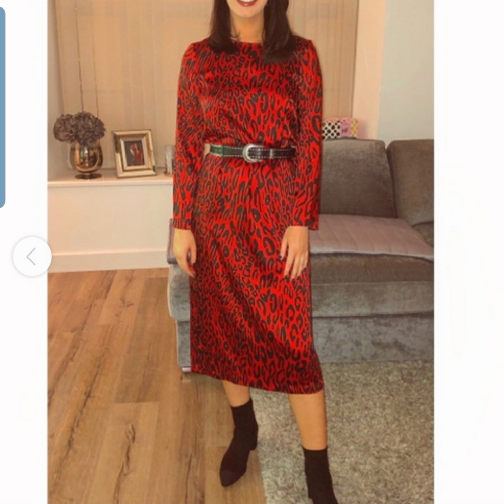 ZARA Animal Print Red Maxi Dress NWOT Blogger's Fa - Picture 9 of 14